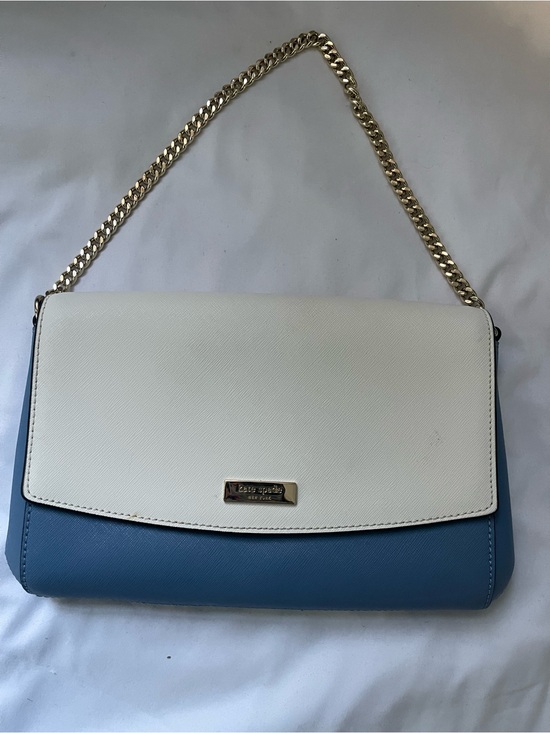 kate spade Handbags - Kate Spade Colorblock Saffiano Leather Crossbody Bag White Blue Flap Purse